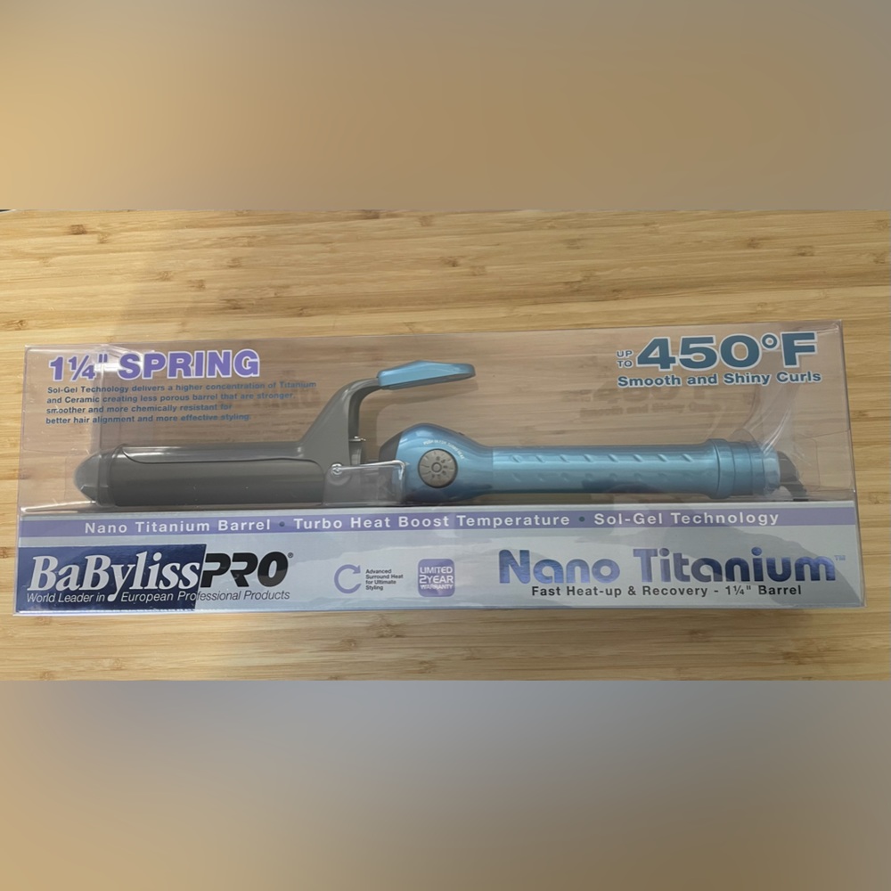 BaBylissPRO Nano Titanium 1.25” Spring Curling Iron, New in Box